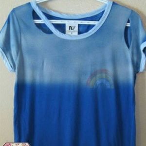 ISO blue ombre rainbow top
